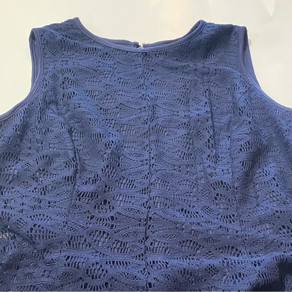 Tiana B. Sleeveless Pleated Lace A Line Navy Blue Mini Dress Women's Size 10 - Picture 10 of 16